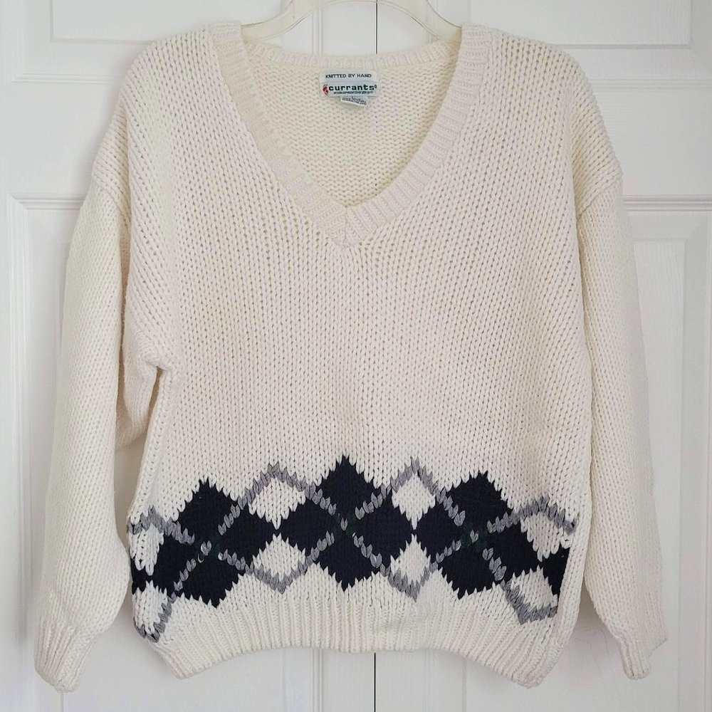 VINTAGE CURRANTS HAND-KNIT SWEATER, SZ L